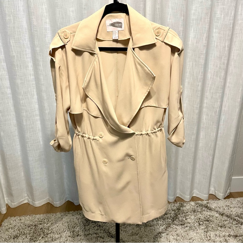Forever 21 Contemporary Double Breasted Trench Coat Dress Women’s Size XS